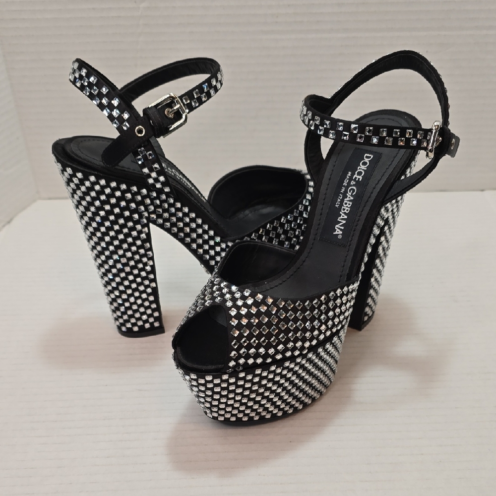 Dolce Gabbana Crystal Embellished Platform Sandals